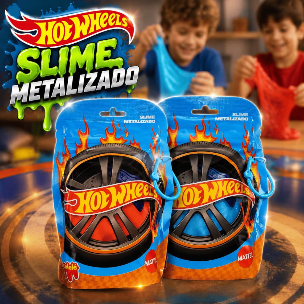 Kit 2 Slimes Metalizados Hot Wheels 180g cada Gelelé