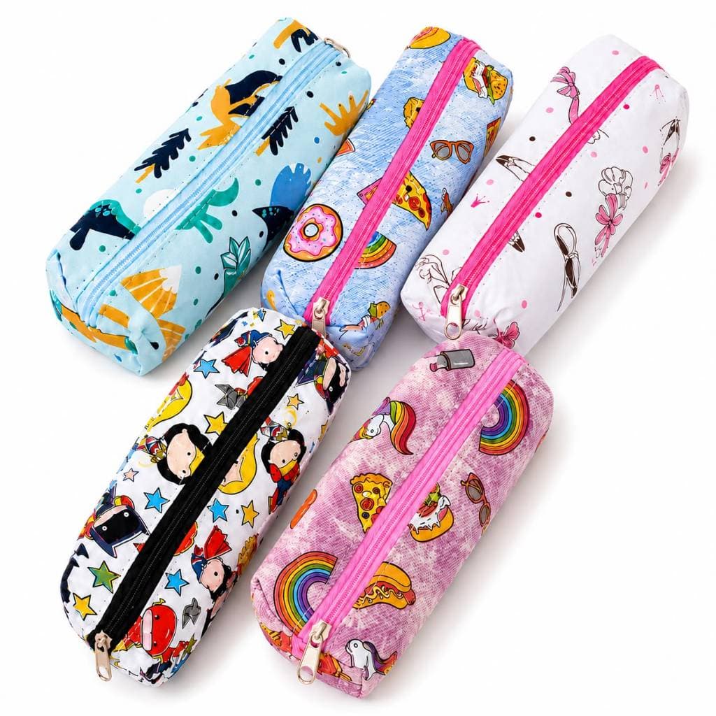 Estojo Escolar Kit 5 Estampados Infantil Porta-Lápis