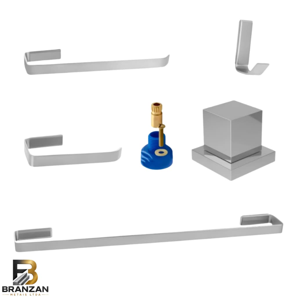 Kit Acessorios Banheiro Cromado + 1 Acabamento Base Docol