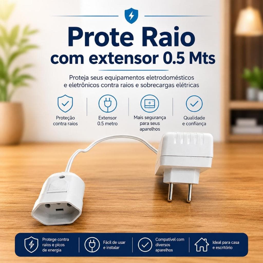 DPS PROTERAIO GELADEIRA ELETRO FREEZER SURTOS PICOS TENSAO FUSIVEL EXTENSOR 1METRO 127V 10A - PROTEÇAO TOTAL - NACIONAL