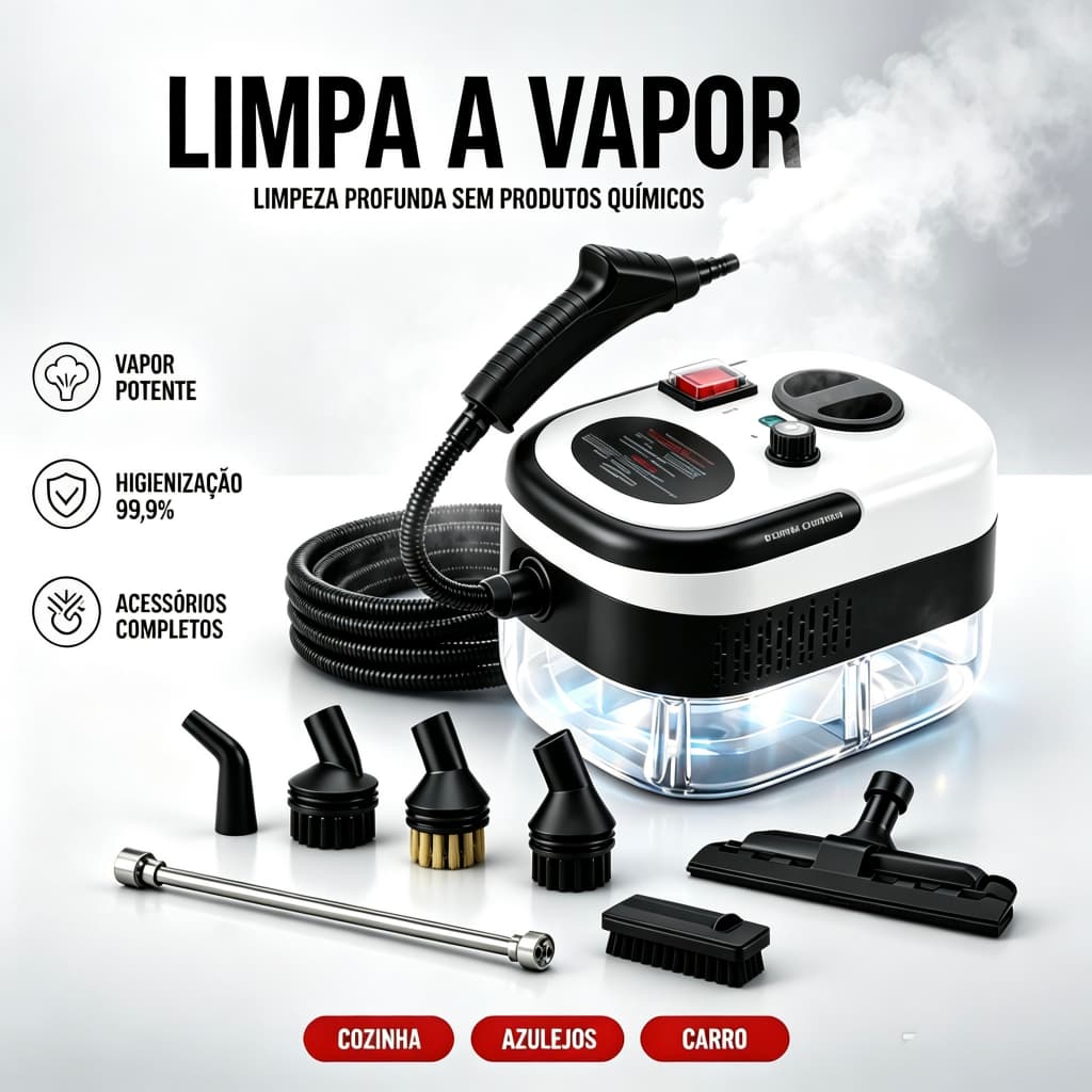 Limpador de Vapor Compacto Leve Portátil Multifuncional Sem Detergente Para Ambientes Pequenos Carro e Cozinha