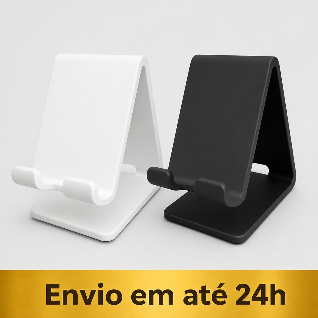 Suporte De Mesa Para Celular Tablet Com Saída Para Cabo Carregador Escritório Casa Sala Organizador Gamer