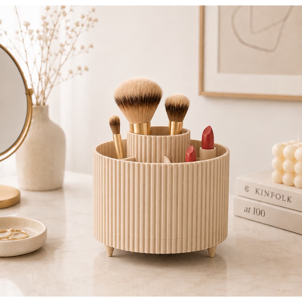Organizador de Maquiagem Cosméticos Pincéis Giratório Minimalista Para Quarto Mesa Penteadeira Salão de Beleza