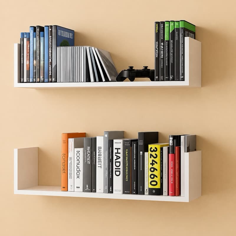 Kit 2 Prateleiras 60cm em U Branco MDF – Prateleira Suspensa 60cm Parede Sala Quarto