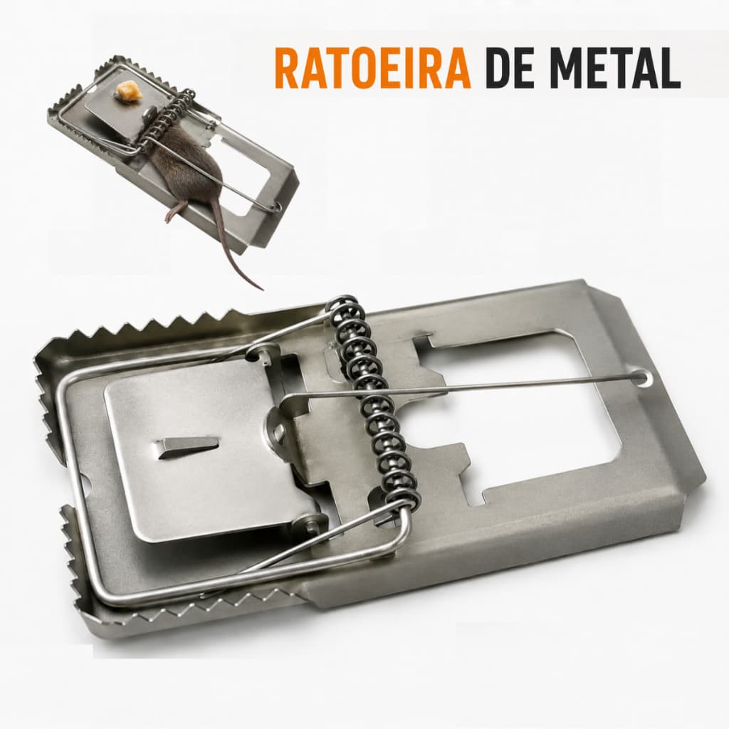 Armadilha Automatica Porta Iscas Reutilizavel Metal Grosso Ratoeiras Tradicional Grande Em Chapa - Reforçada