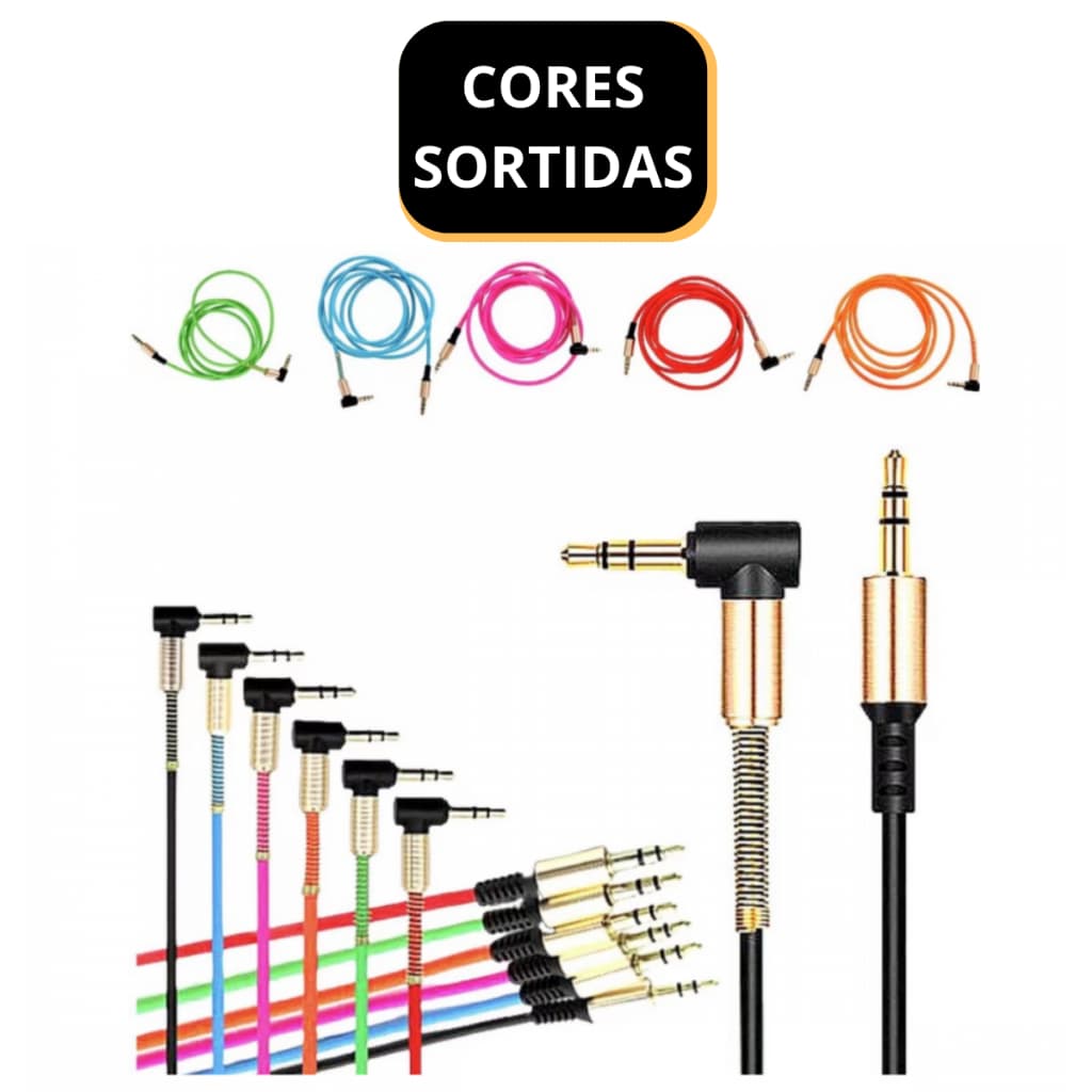 P2 Auxiliary Cable P2 x P2 90 degrees 1 meter Rubberized Colored AUX-90