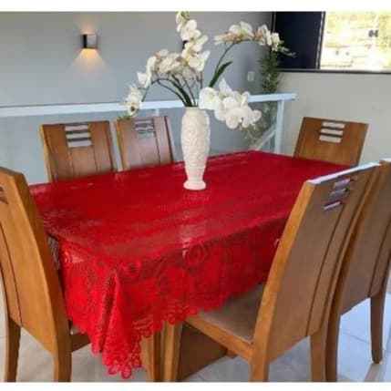 Toalha de mesa de renda retangular 6 cadeira 2,30 metros renda importada.