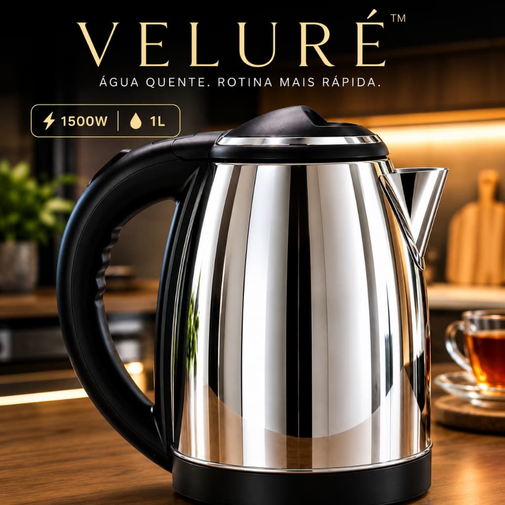 Chaleira Elétrica Inox 1,8L 1500W 220V Aquecimento Rápido Automático