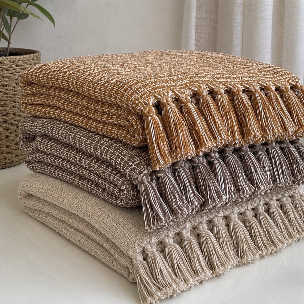 Kit 3 Mantas 100% Algodão Para Sofá Grande 2,20x1,50 Macia e Confortável