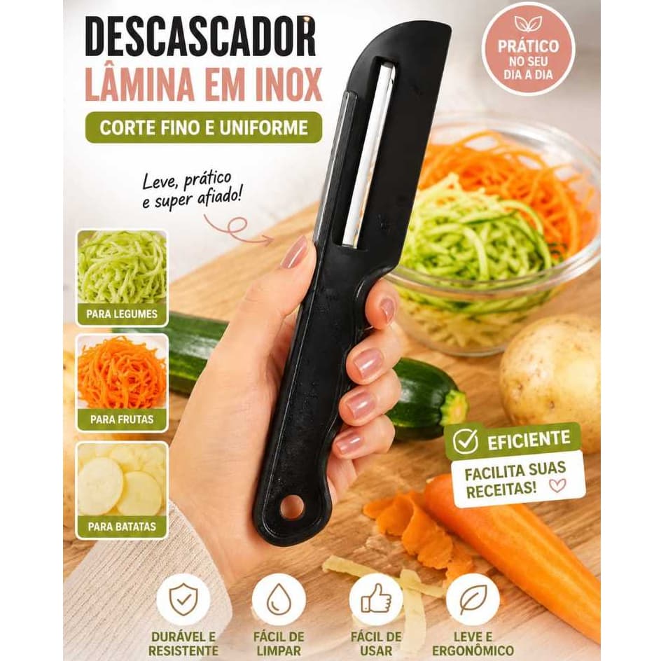 Cortador e Fatiador de Legumes Inox | Ralador Manual Multifuncional Cozinha Frutas Verduras