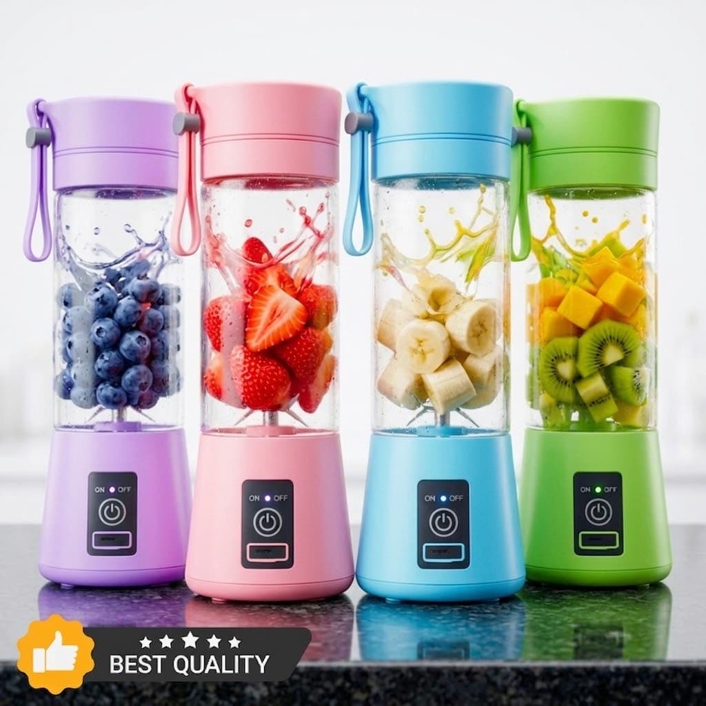 Mini Liquidificador Portátil Recarregável USB 380ml Copo Bivolt 4 Lâminas Mixer Shake Uso ou Presente