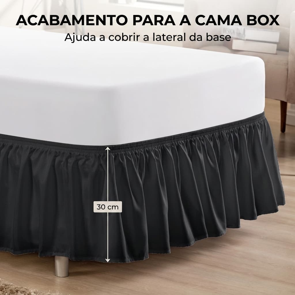 Saia Para Colchão Box Solteiro Elástico Microfibra Lisa Cama Box Decorativa Protetora Premium