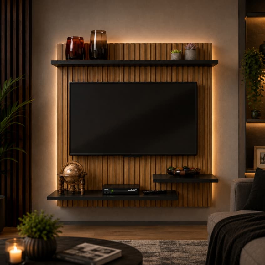 Painel para TV 32 Polegadas Sala Quarto com Prateleira