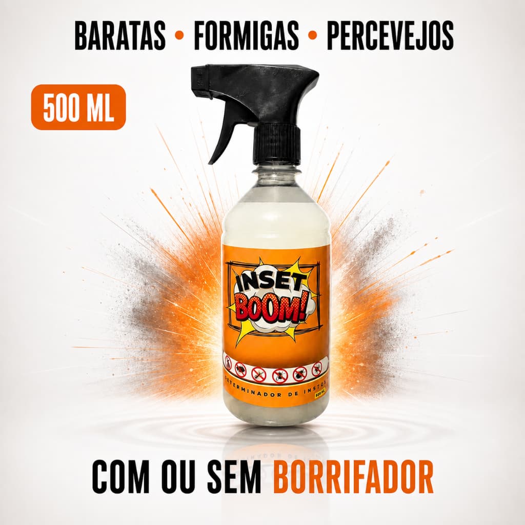 InsetBoom Inseticida 500ml Mata Barata Francesinha, Formiga e Percevejo de Cama | Com ou Sem Borrifador