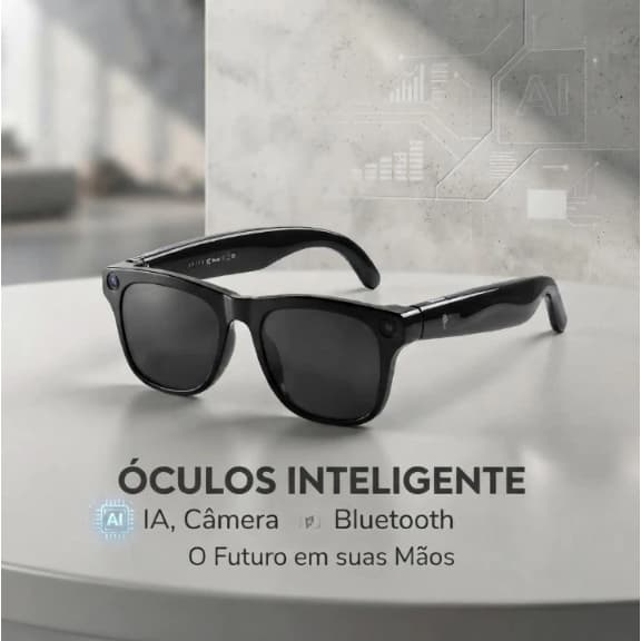 Óculos Inteligente Premium XK One Pro Bluetooth Wi-Fi Câmera HD 8MP Open-Ear Música Voltmax