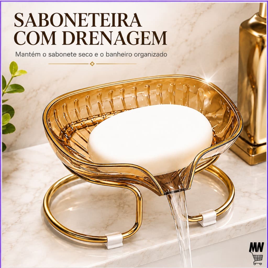 Saboneteira De Pia Escorredor A Caixa De Sabão Para Banheiro Com Suporte metal Luxo Entrega Rapida