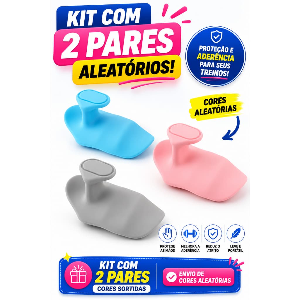Kit Luva De Levantamento De Peso Grip Para Mãos de Silicone Musculação e Treino Ergonômico Ginastica Antiderrapante