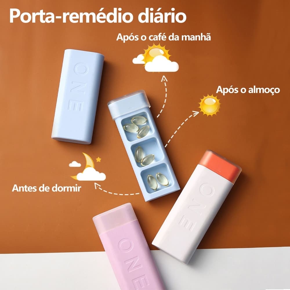Porta Remédio Para 1 Dia Caixa Organizadora De Medicamentos 3 Compartimentos Viagem Fácil Transporte