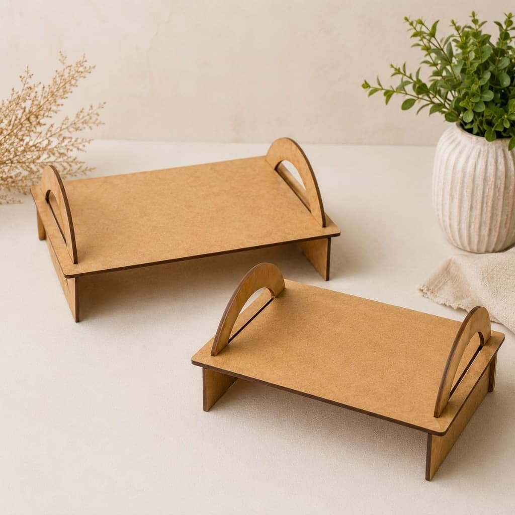 Kit 2 Bandejas MDF com Alças para Doces Decoração de Festas