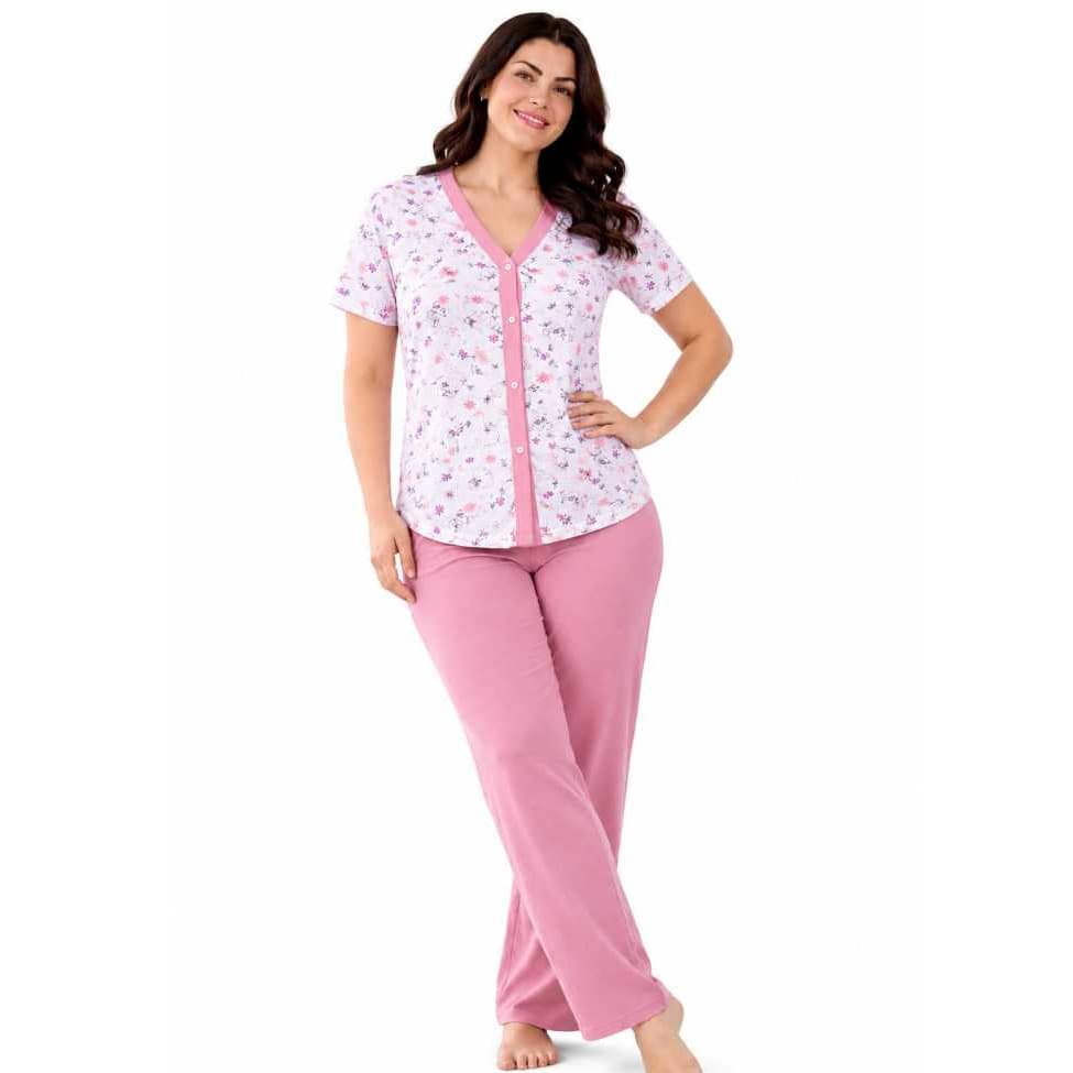 Pijama Americano Meia Estação Meia Manga e Calça Comprida Pijama Feminino Confortável