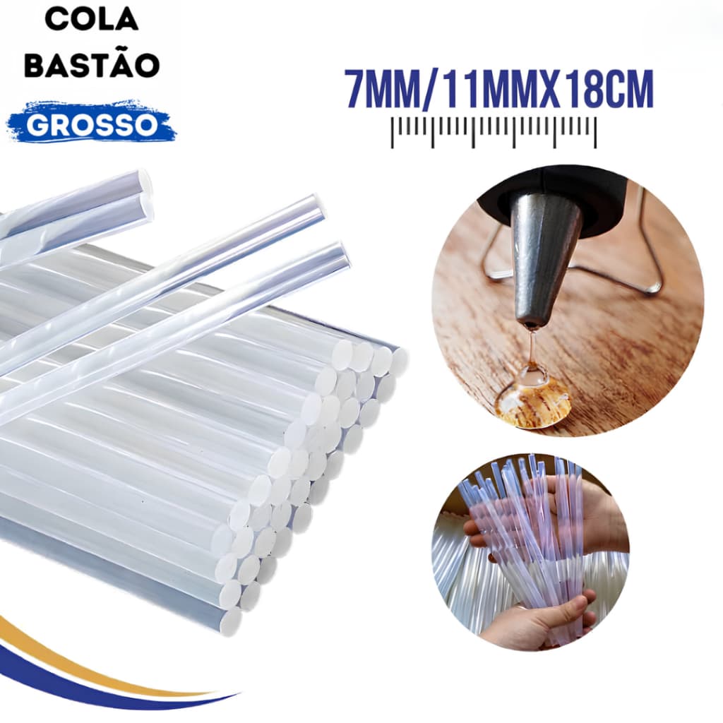 Bastões de Cola Quente 7mm/11mm x 18cm EVA Transparente Inodoro 6-9 Peças para Artesanato e Reparos