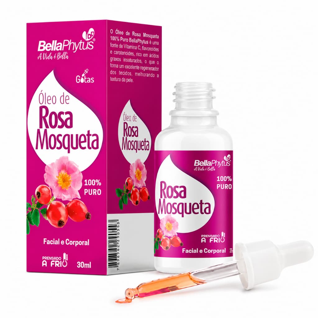 Óleo De Rosa Mosqueta 30ml Conta Gotas Bellaphytus