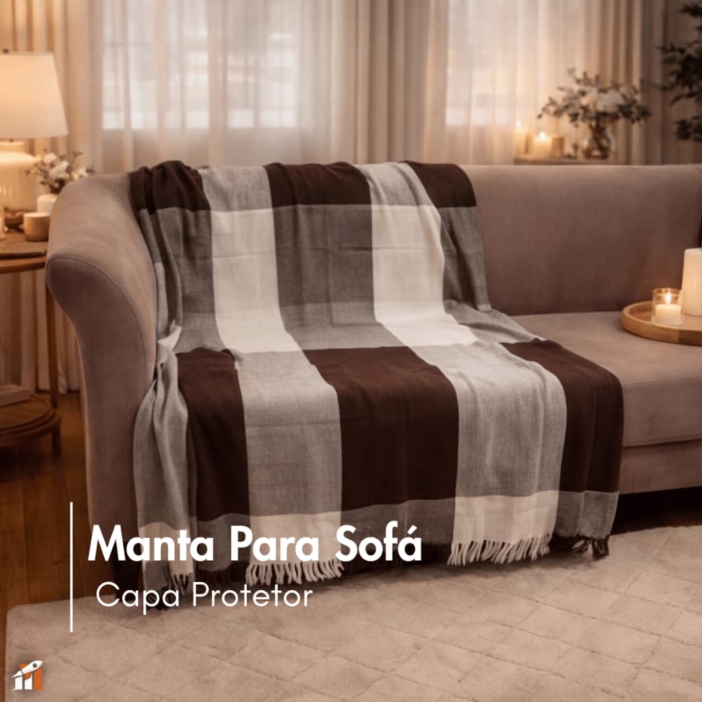 Manta Para Sofá Ou Cama Decorativa 2,10 x 1,20 Capa Protetor Colcha Coberta 100% Algodão