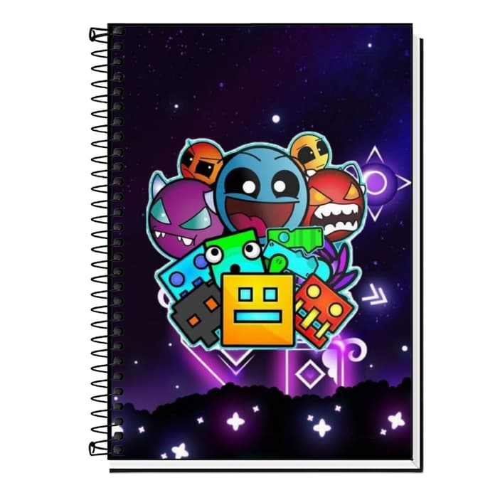 Caderno Geometry Dash | Caderno de 1 a 20 Matérias | Caderno Universitário | Material Escolar | Gamer