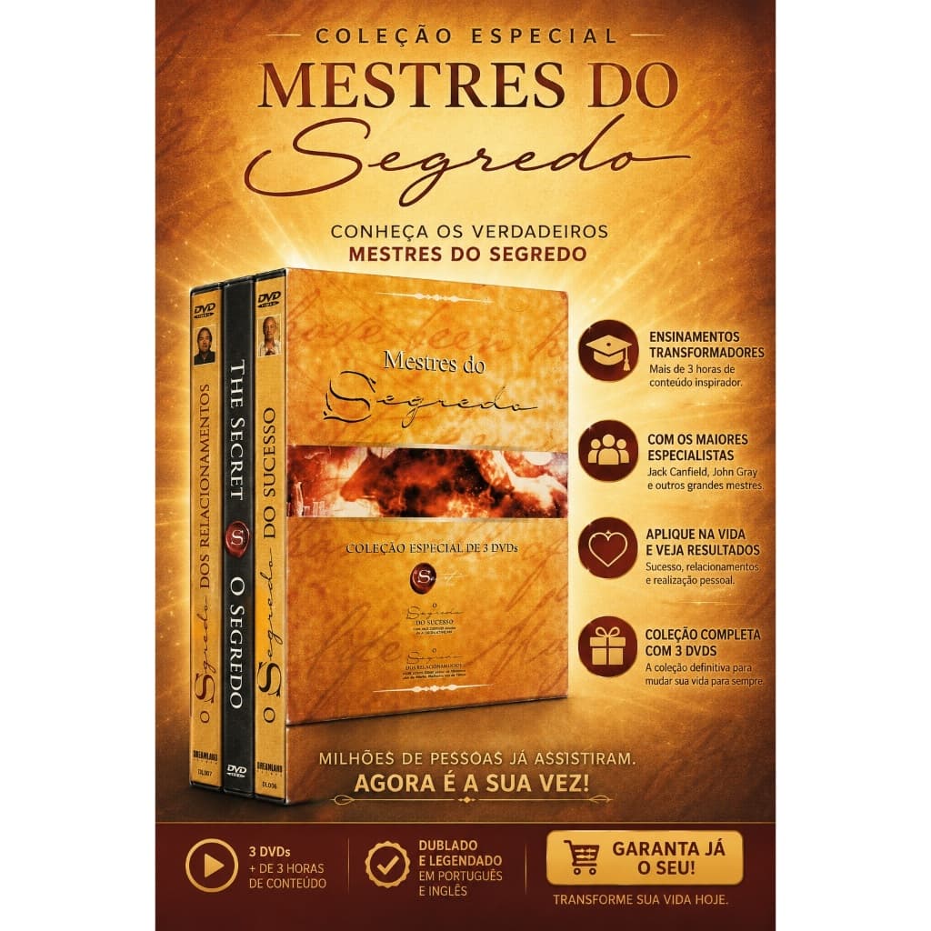 DVD: Mestres do Segredo (coleção especial de 3 DVDs) relacionamento & sucesso (autoajuda aplicada)
