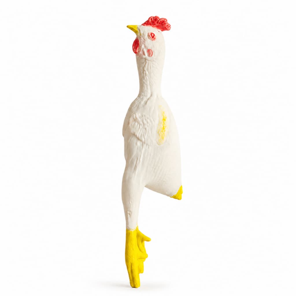 Brinquedo Mordedor Frango para Cachorro Látex Tex Toy 33cm com Apito Sonoro Atóxico