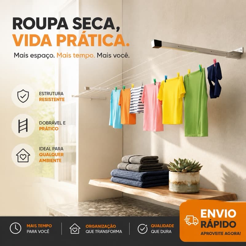 Varal de roupas Lavanderia Varal retratil de muro dobravel Resistente