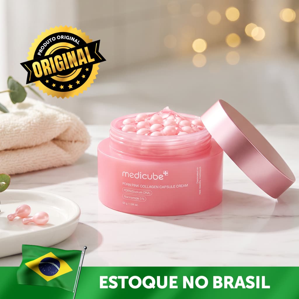 Medicube PDRN Pink Collagen Capsule Cream 55g Creme Facial Coreano Colágeno Salmão Firmador Glass Skin K-Beauty