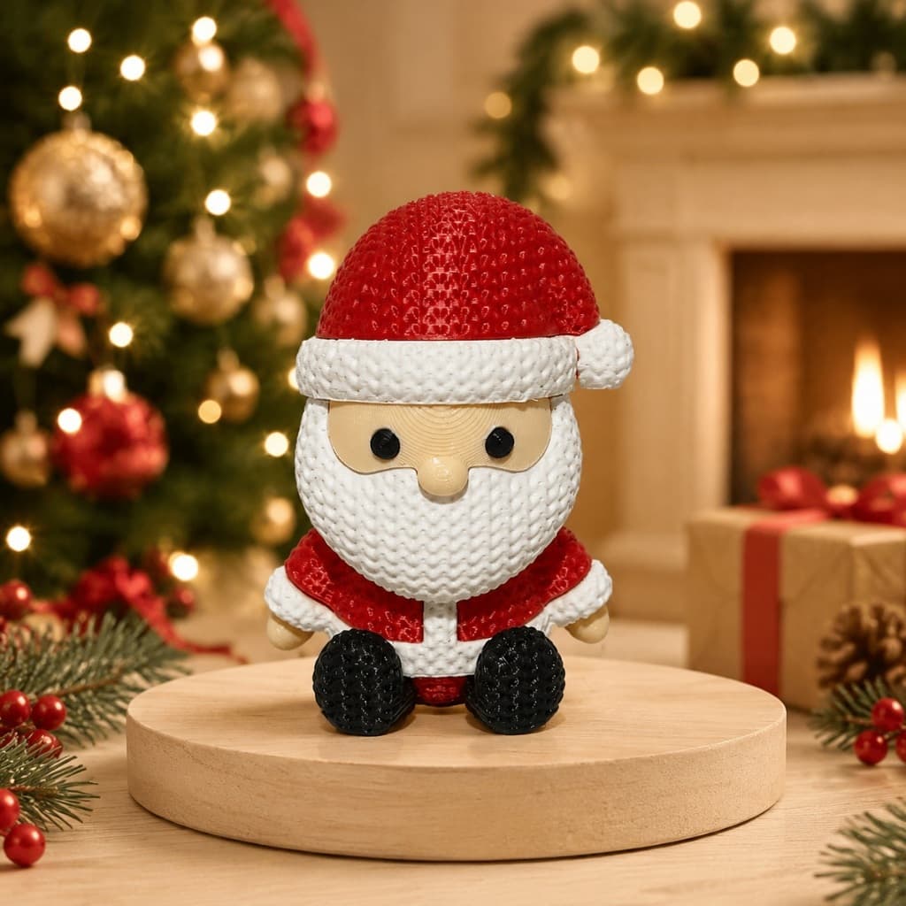 Mini Papai Noel Natalino Efeito Amigurumi Decoração de Natal Enfeite para Mesa Presente Criativo Minimalista