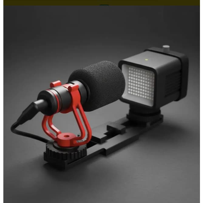Kit Vlogg Filmagem Microfone Tripé Luz Live Profissional