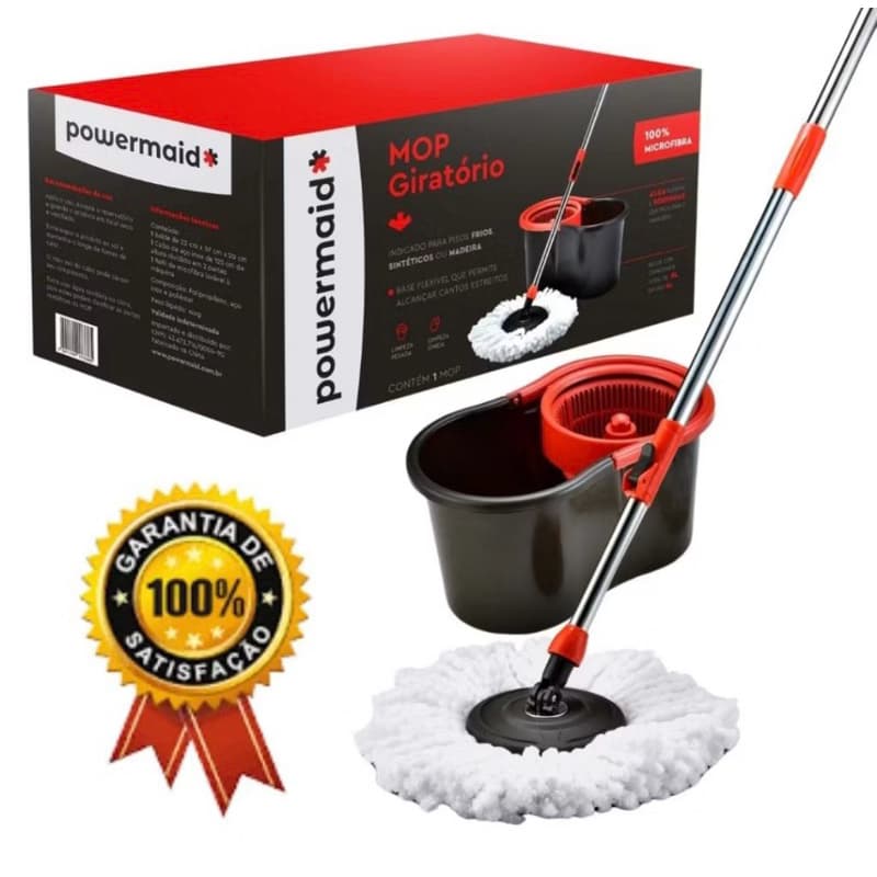 Mop Giratório 360° Regulável Balde com  100% original Rodinha E Alça Rodo Limpeza Geral Multiuso