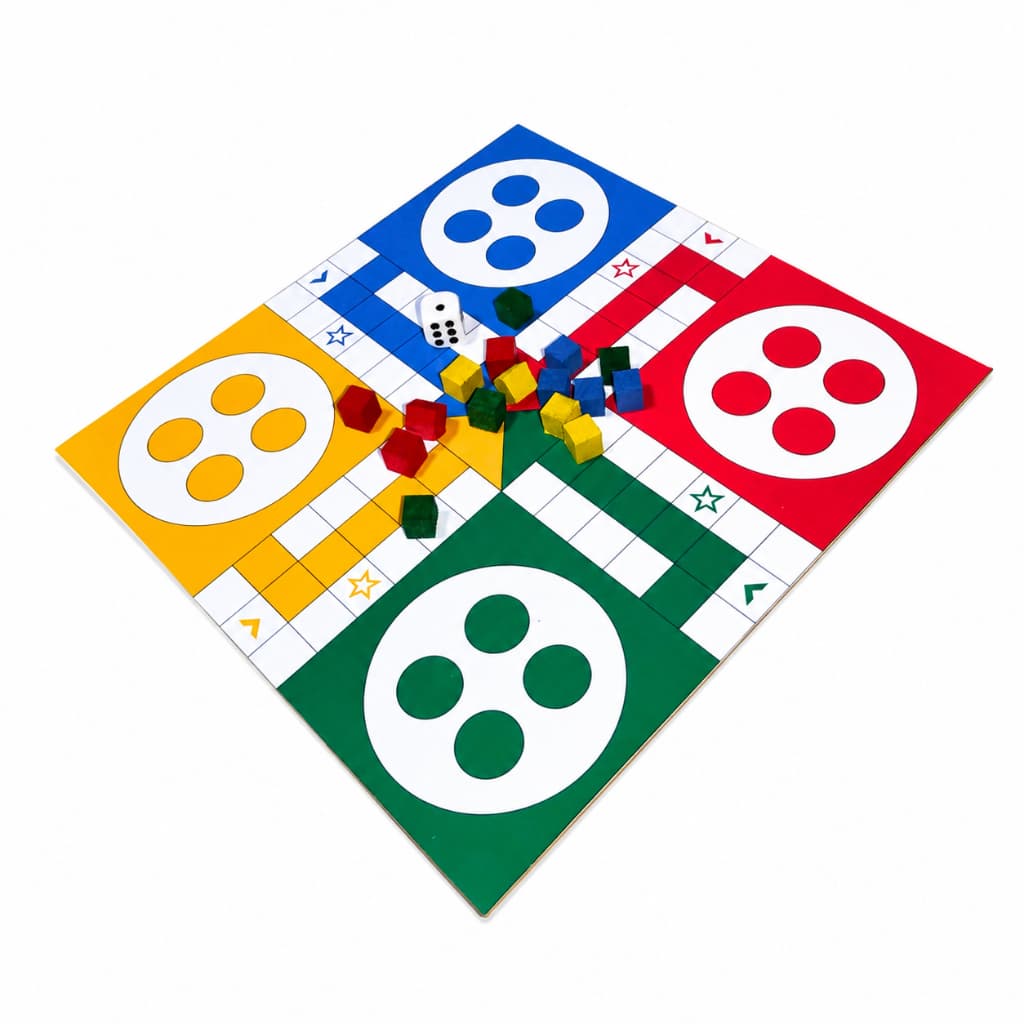Jogo De Tabuleiro Ludo Em Madeira + 16 pinos +1dado Brinquedo Educativo