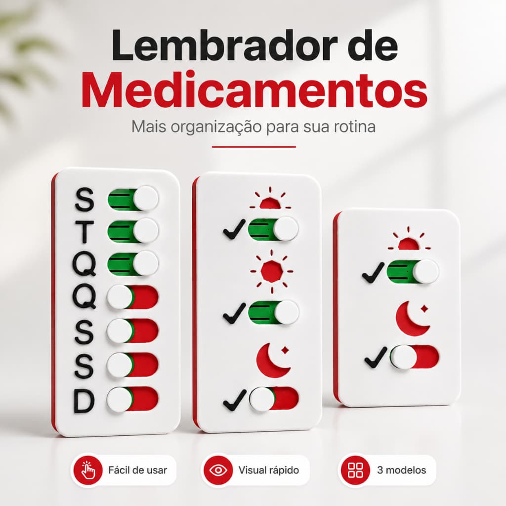 Controle Semanal de Medicamentos e Suplementos 7 Dias Lembrete Diário Adesivo Reutilizável | Unidade ou Kit