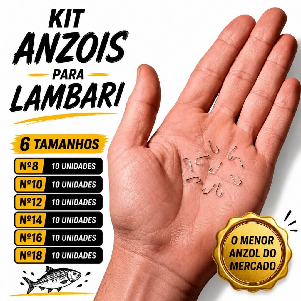 Kit Anzol Lambari Mosquitinho Mod. 4330 Super Strong Piaba Tuvira Nº 8 ao 18