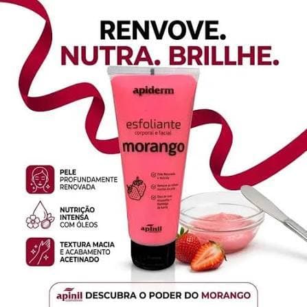 Esfoliante Corporal e Facial Apinil Morango 190g - Hidratação Intensa e Esfoliação Suave
