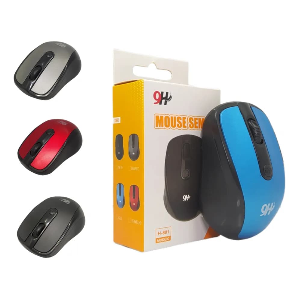 Mouse Sem Fio 9H Óptico 1600 DPI Notebook PC - Cores Sortida