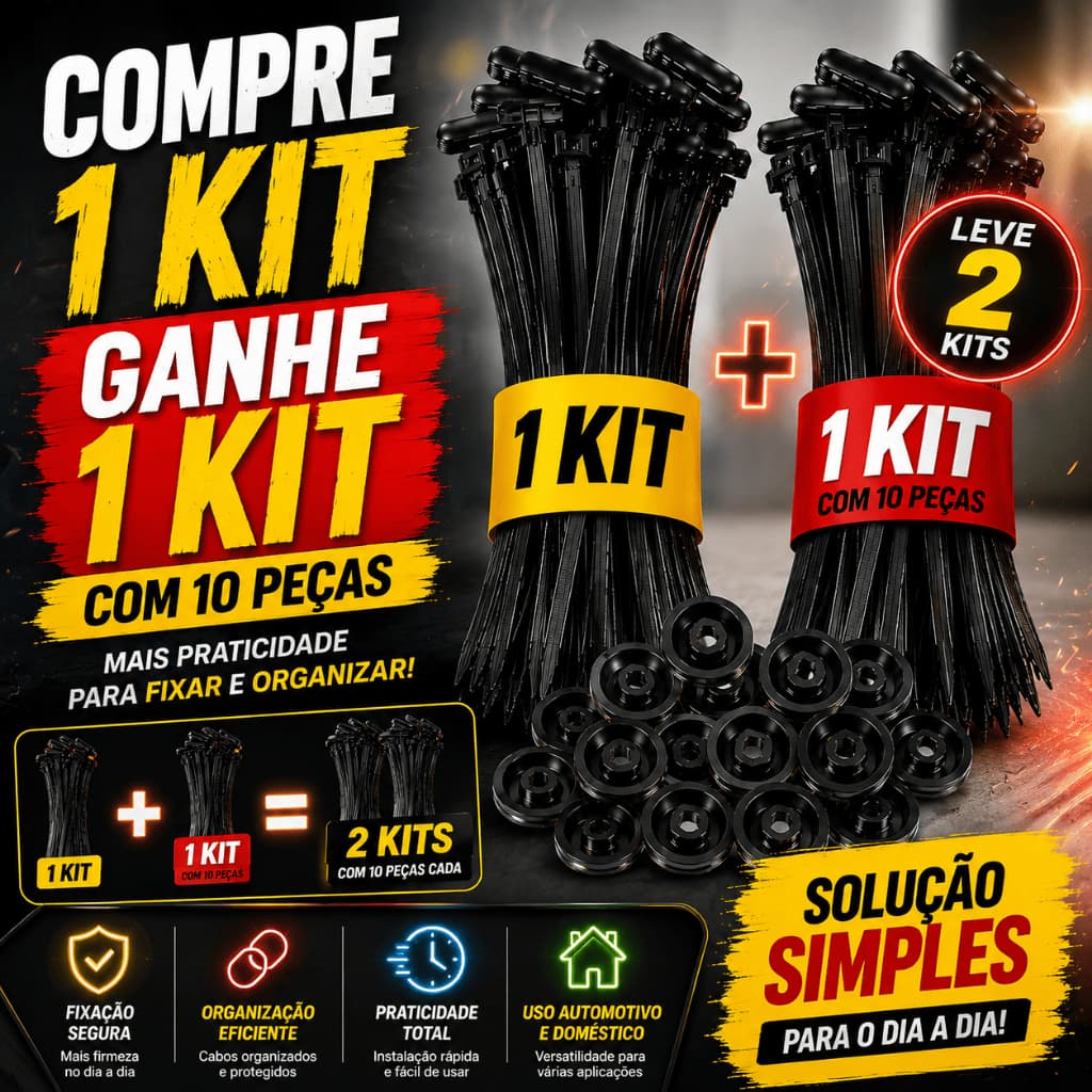 Kit 50/40/20 Abraçadeira Nylon Enforca Gato Cinta Plástica Universal Travamento Automático Carro
