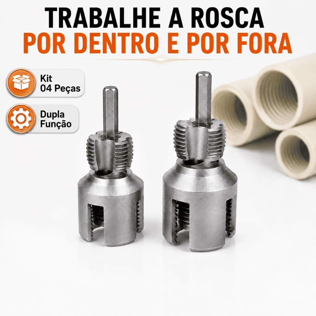 Kit 2 Abridores de Rosca Interna Externa Tubo PVC 1/2 3/4 Furadeira Parafusadeira