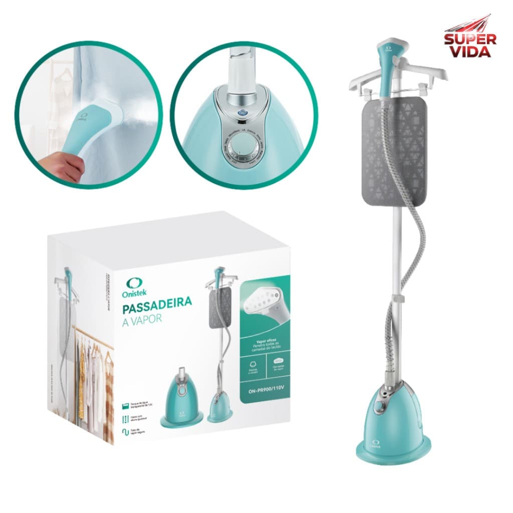Passadeira a Vapor Vertical onistek 10 Modos de Vapor para Todos os Tecidos 1.4L Tanque Transparente - 110v