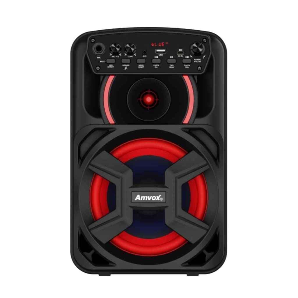 Caixa de Som Amplificada Amvox ACA 181 Mini Gigante 180W Bivolt Bluetooth bateria até 12 horas Karaokê