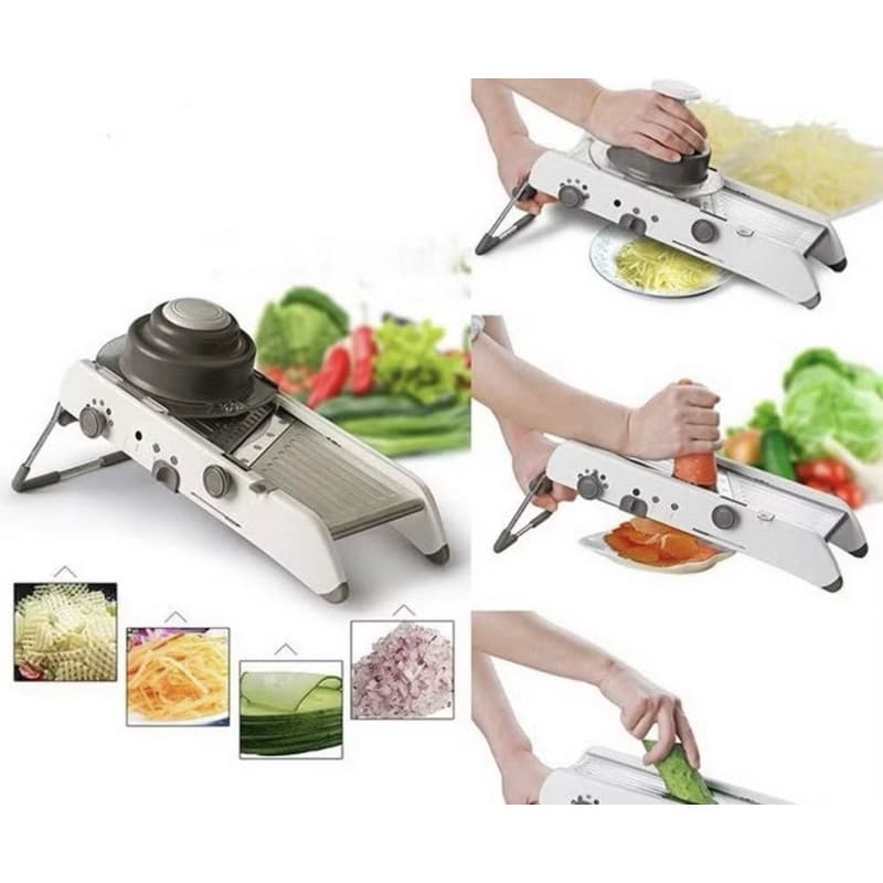 Fatiador Mandolin Profissional Inox - Sistema Integrado, Lâminas Ajustáveis, Seguro e Fácil de Usar