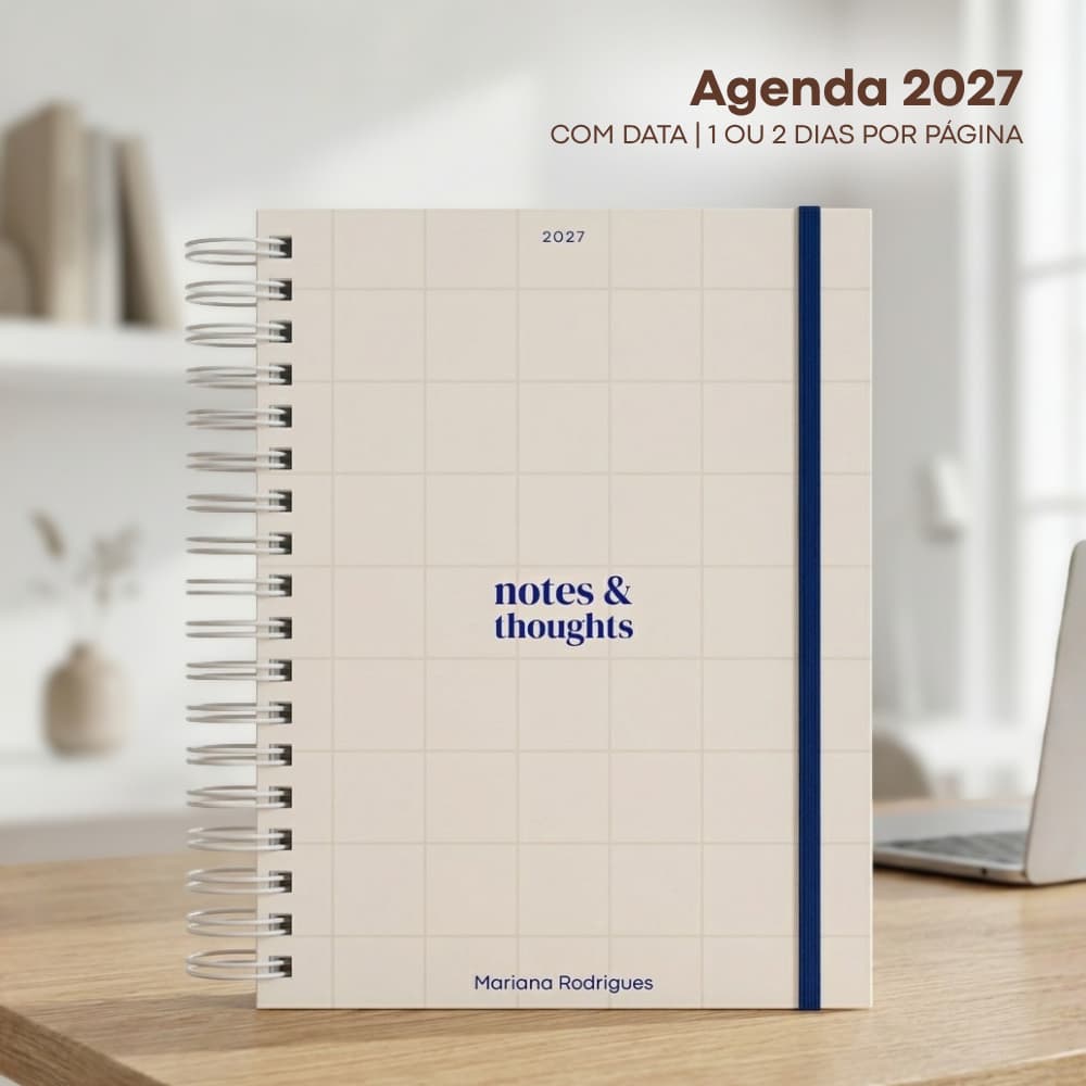 Agenda 2027 Personalizada com Nome | Agenda com Data Capa Dura A5 Planner Datado 2027 Minimalista Basic Feminina