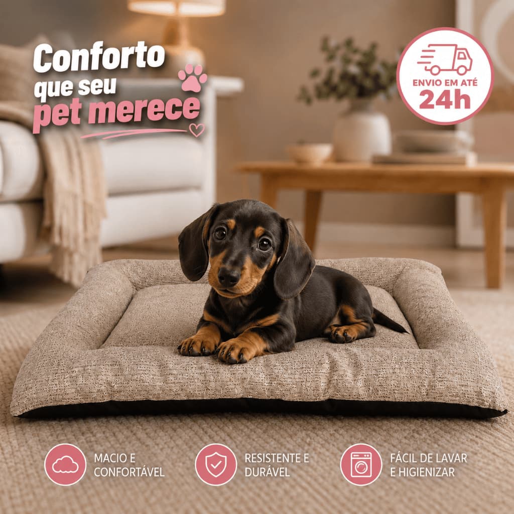 Colchonete Pet Premium Cama Caminha para Cachorro e Gato Fundo Impermeável Lavável com Zíper P M G