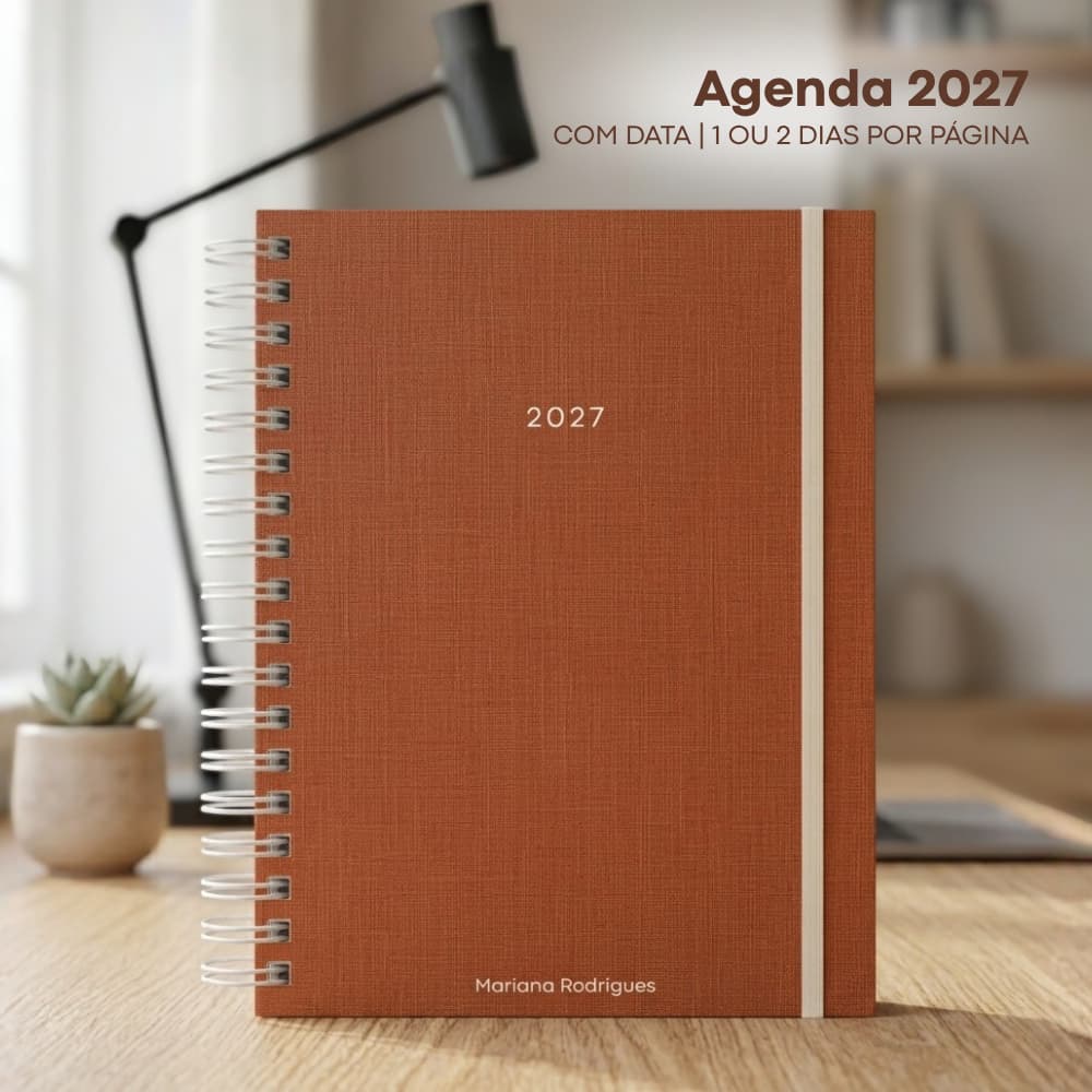 Agenda 2027 Personalizada com Nome | Agenda com Data Capa Dura A5 Planner Datado 2027 Executivo Corporativo Minimalista