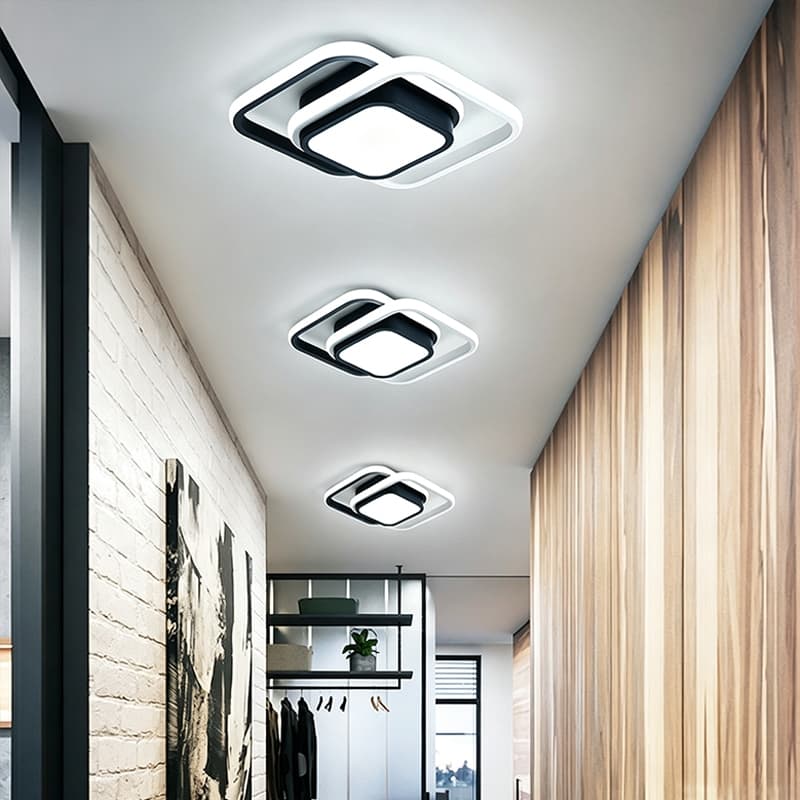 Luminária de Teto LED Moderna - Cor Escura, Iluminação de 3 Cores, Design Minimalista