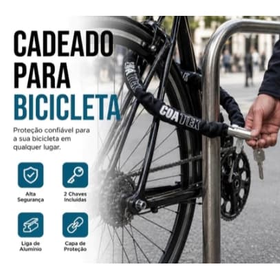 Cadeado Corrente Bike Antifurto Reforçado 2 Chaves 800mm